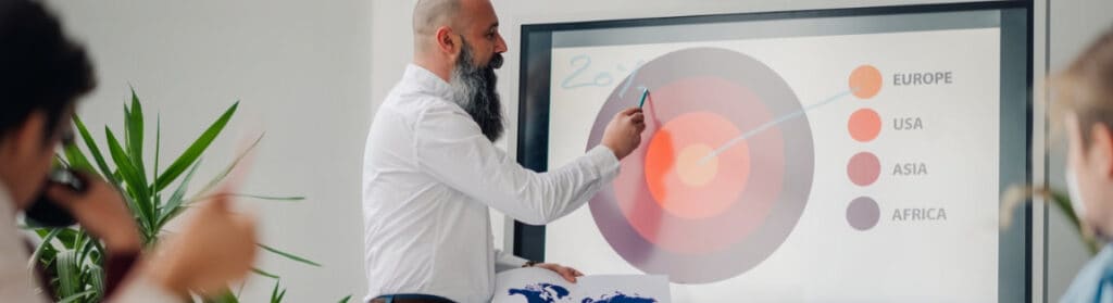 A digital marketing specialist discussing global and regional SEO strategies