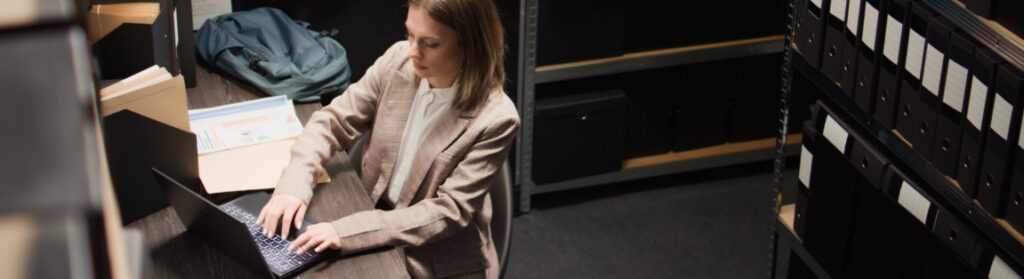Woman searching for self storage